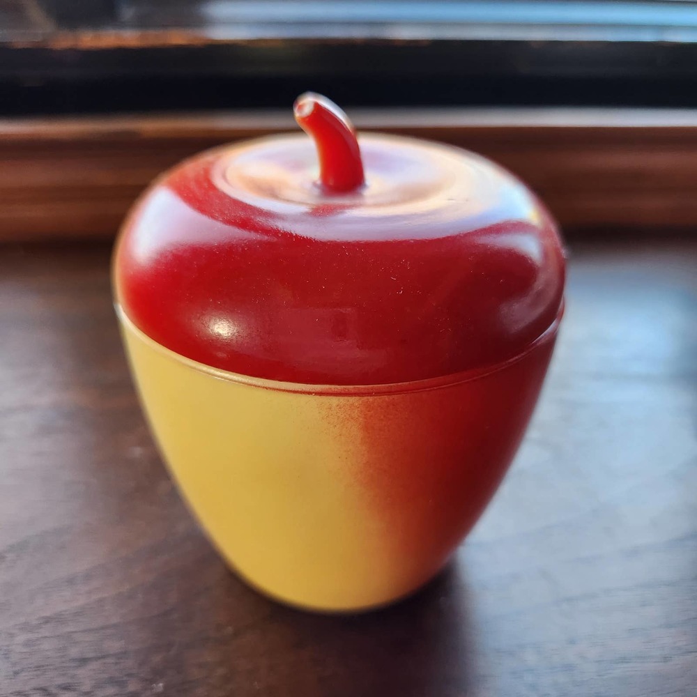 Hazel Atlas Jam Pot, Apple with Lid, vintage, preserves, sugar bowl